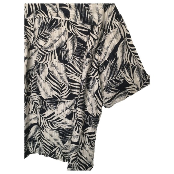 Cubavera Shirt Mens 2X Linen Palm Leaves Short Sleeve Button Up Hawaiian Black - Picture 11 of 12